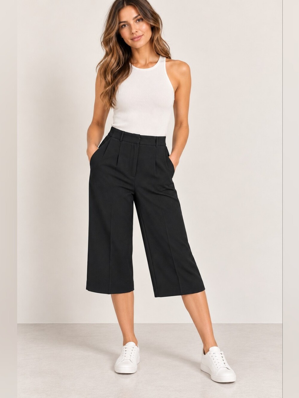 Country Road Black Wide-Leg Capri Pants
